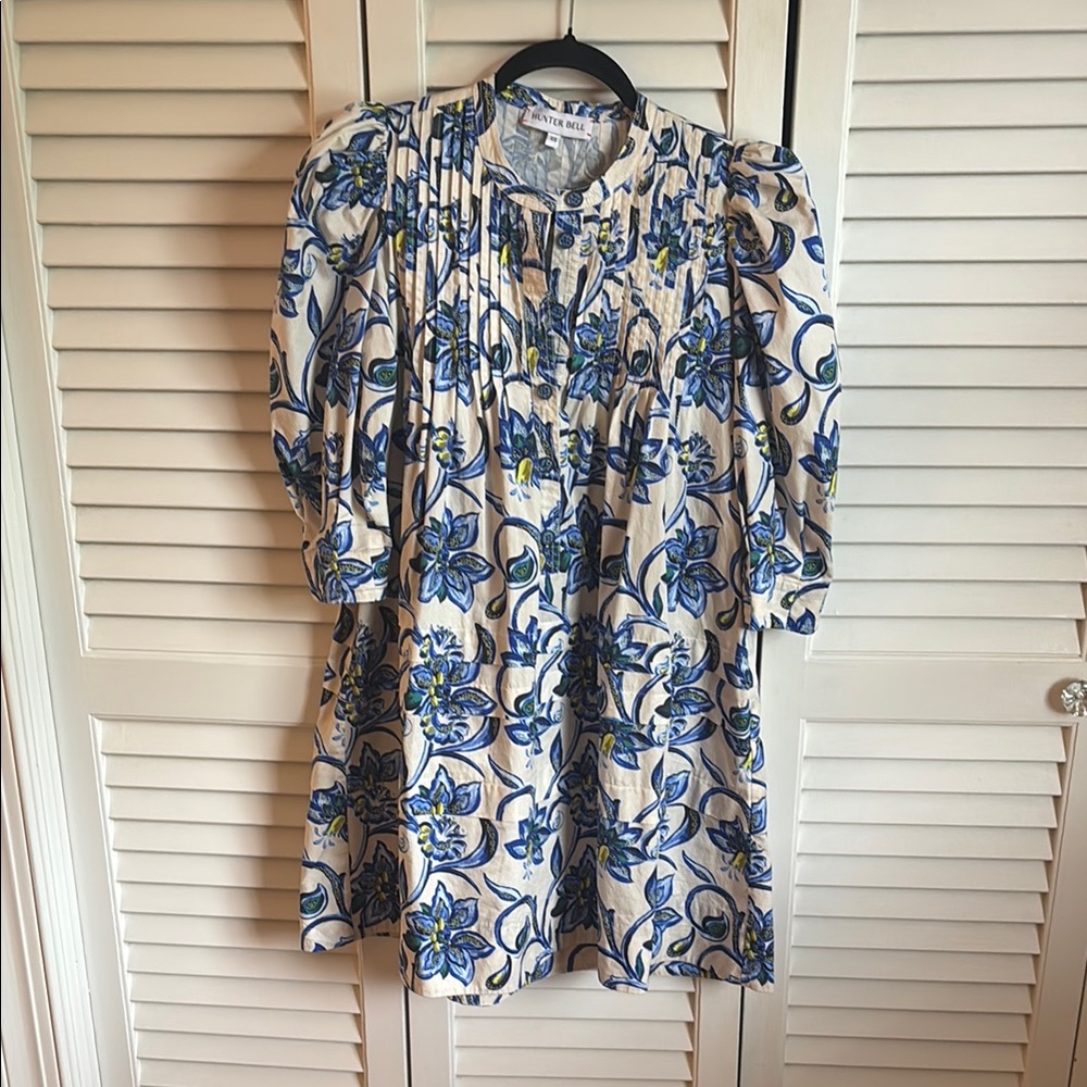 Hunter Bell Floral Blue and White Dress